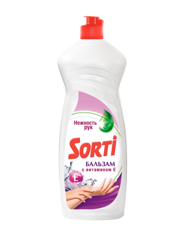 Средство для посуды SORTI Бальзам с витамином Е, 900мл Средство для посуды SORTI Бальзам с витамином Е, 900мл