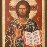 Икона "Господь Вседержитель" 4х6 на МДФ-6