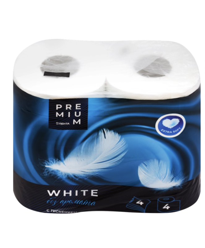 Бумага туалетная ЛЕНТА PREMIUM 4-слоя белая, 4шт Бумага туалетная ЛЕНТА PREMIUM 4-слоя белая, 4шт
