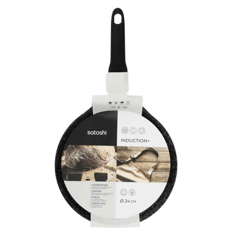 SATOSHI Стоун Сковорода литая блинная d24см, антипригарное покрытие Мрамор, индукция SATOSHI Стоун Сковорода литая блинная d24см, антипригарное покрытие Мрамор, индукция