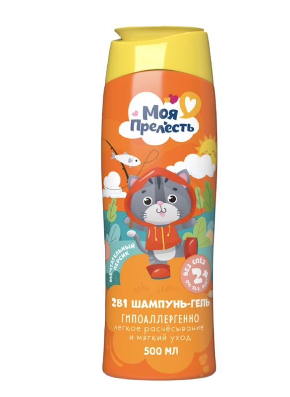 Шампунь-гель детский МОЯ ПРЕЛЕСТЬ Персиковый нектар 2в1, 500мл Шампунь-гель детский МОЯ ПРЕЛЕСТЬ Персиковый нектар 2в1, 500мл