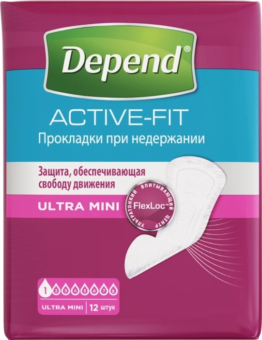 Прокладки при недержании женские DEPEND Ultra Mini, 12шт Прокладки при недержании женские DEPEND Ultra Mini, 12шт