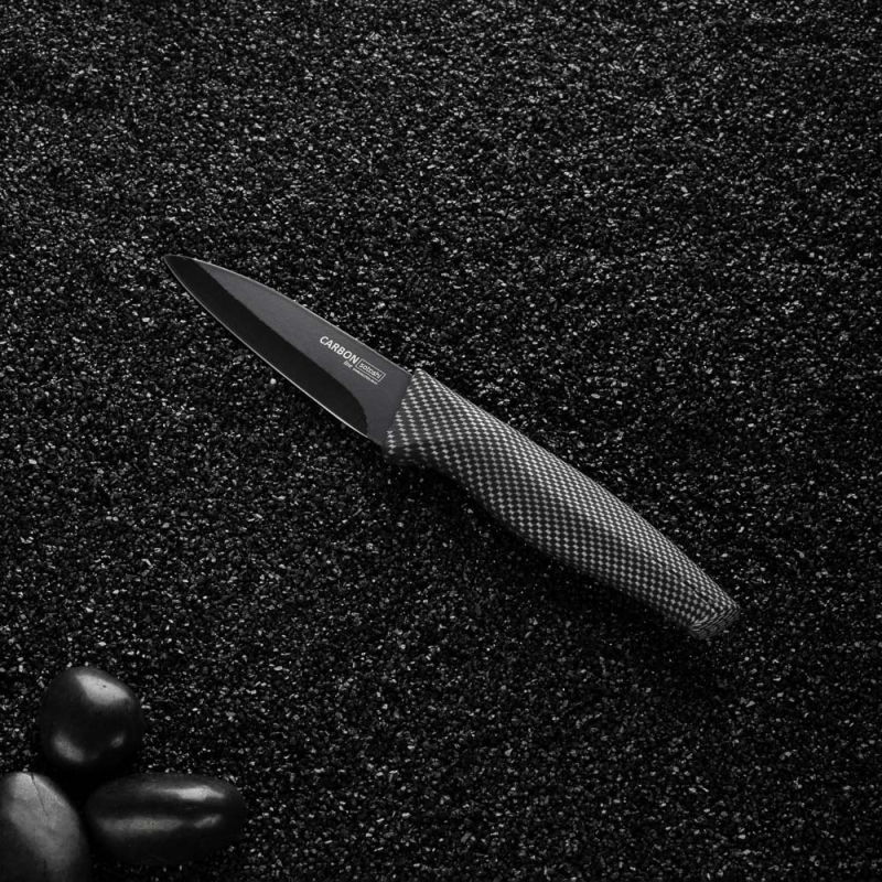 SATOSHI Карбон Нож кухонный овощной 9см, нерж.сталь с антиналипающим покрытием SATOSHI Карбон Нож кухонный овощной 9см, нерж.сталь с антиналипающим покрытием