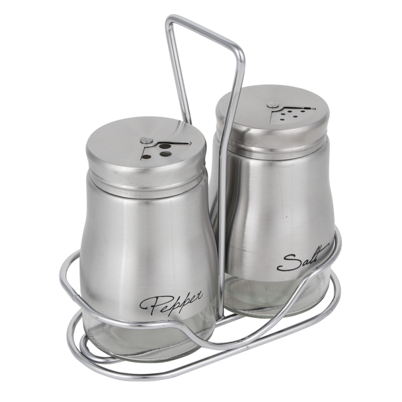 VETTA Набор солонок 2шт с подставкой "Классик" , нерж.сталь, стекло