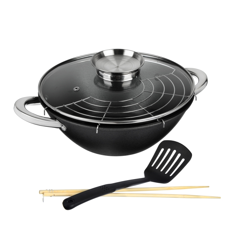 SATOSHI Казан чугун,26см,3л,антипр.покр, нерж.ручк, решетка, стекл.крыш,нейлон.лопатка,бамб.палочки SATOSHI Казан чугун,26см,3л,антипр.покр, нерж.ручк, решетка, стекл.крыш,нейлон.лопатка,бамб.палочки