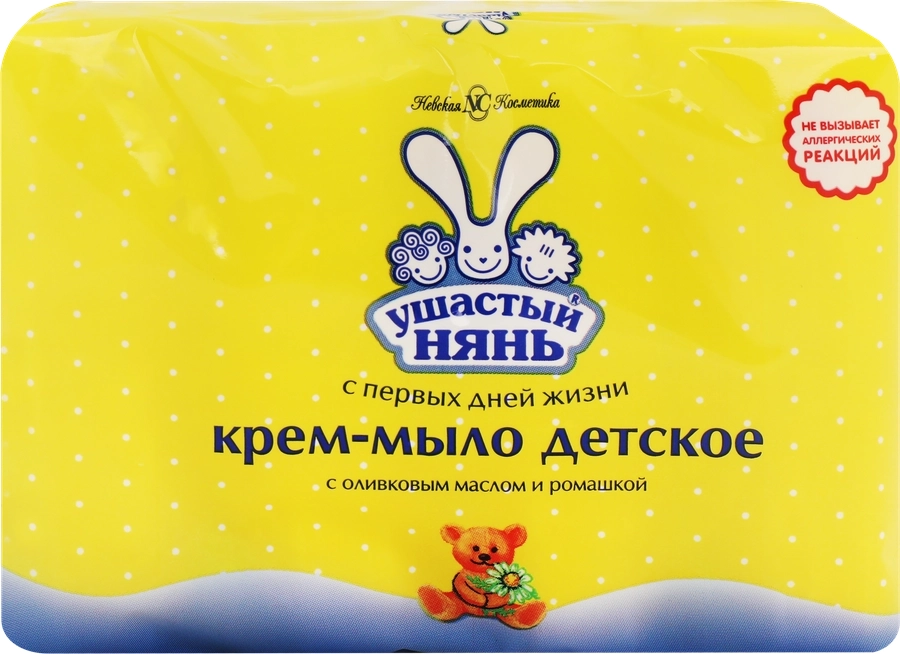 Крем-мыло детское УШАСТЫЙ НЯНЬ с оливковым маслом и ромашкой Крем-мыло детское УШАСТЫЙ НЯНЬ с оливковым маслом и ромашкой