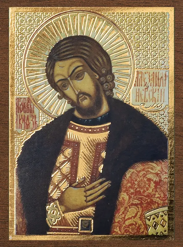 Икона Икона "Александр Невский, поясной", вид 2, 4х6 на МДФ-6