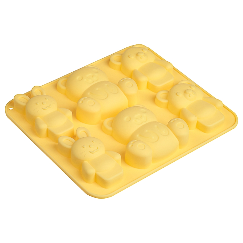 VETTA Форма для выпечки 6 ячеек 16х14х2см, VETTA Форма для выпечки 6 ячеек 16х14х2см, "Мишки и зайчики", силикон, 3 цвета