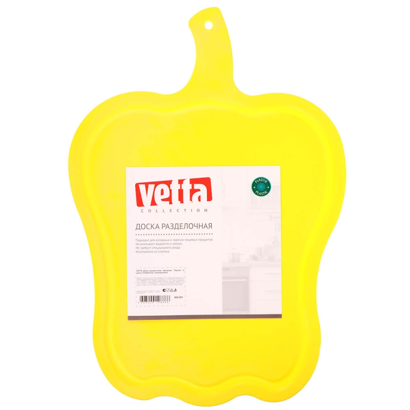 VETTA Доска разделочная, фигурная,  VETTA Доска разделочная, фигурная, "Перчик", 2 цвета, 37x26x0,3см, полипропилен