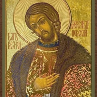 Икона "Александр Невский" (поясной) 4х6 на МДФ-6 Икона "Александр Невский" (поясной) 4х6 на МДФ-6