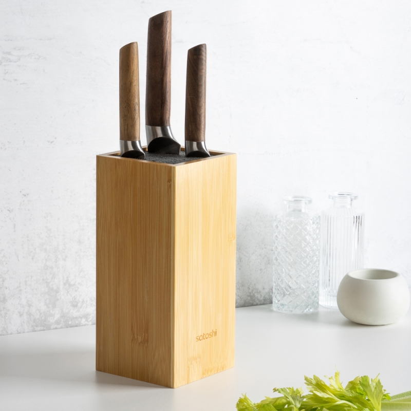 SATOSHI Бамбук Подставка для ножей 10х10х22,5см, полипропиленовые разделители SATOSHI Бамбук Подставка для ножей 10х10х22,5см, полипропиленовые разделители