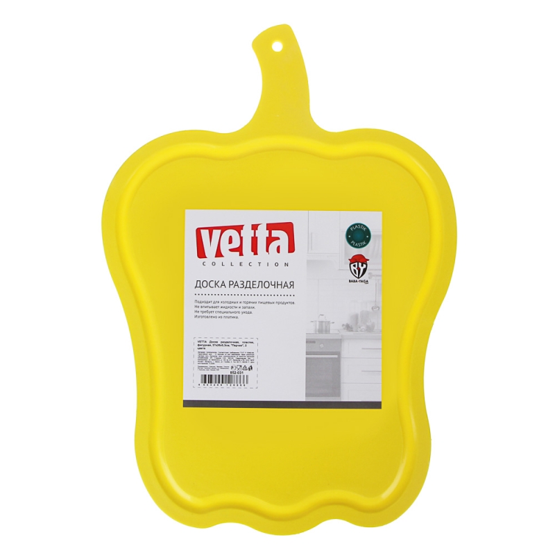 VETTA Доска разделочная, фигурная,  VETTA Доска разделочная, фигурная, "Перчик", 2 цвета, 37x26x0,3см, полипропилен
