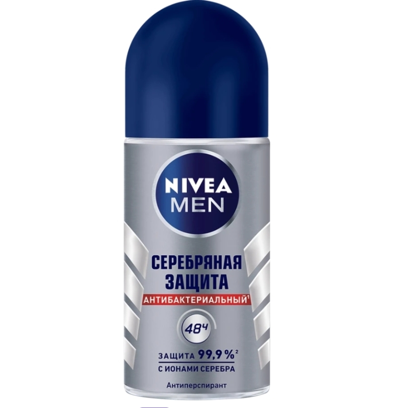Дезодорант роликовый мужской NIVEA Men Серебряная защита, 50мл Дезодорант роликовый мужской NIVEA Men Серебряная защита, 50мл