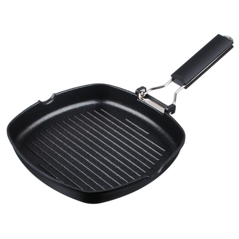 SATOSHI Кобальт Сковорода-гриль литая а/приг. покр. Мрамор, 24х24см, индукция, складная ручка SATOSHI Кобальт Сковорода-гриль литая а/приг. покр. Мрамор, 24х24см, индукция, складная ручка