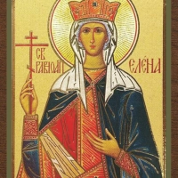 Икона "Елена Равноапостольная царица" 4х6 на МДФ-6
