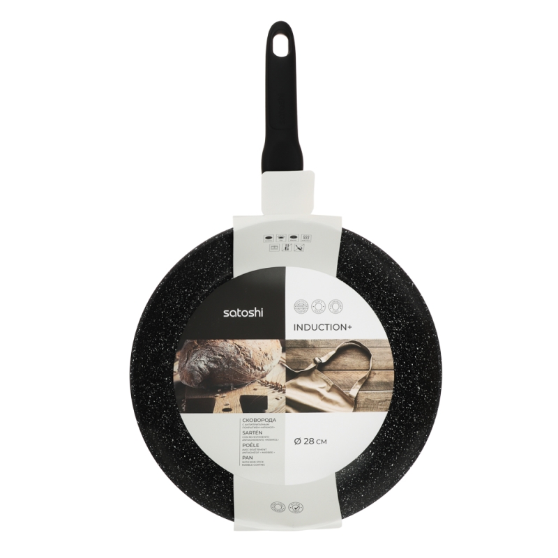 SATOSHI Стоун Сковорода литая d28см, антипригарное покрытие Мрамор, индукция SATOSHI Стоун Сковорода литая d28см, антипригарное покрытие Мрамор, индукция