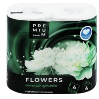 Бумага туалетная ЛЕНТА PREMIUM Flowers 4-слоя ароматизированная, 4шт