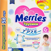 Подгузники-трусики детские MERRIES L 9–14кг, 56шт