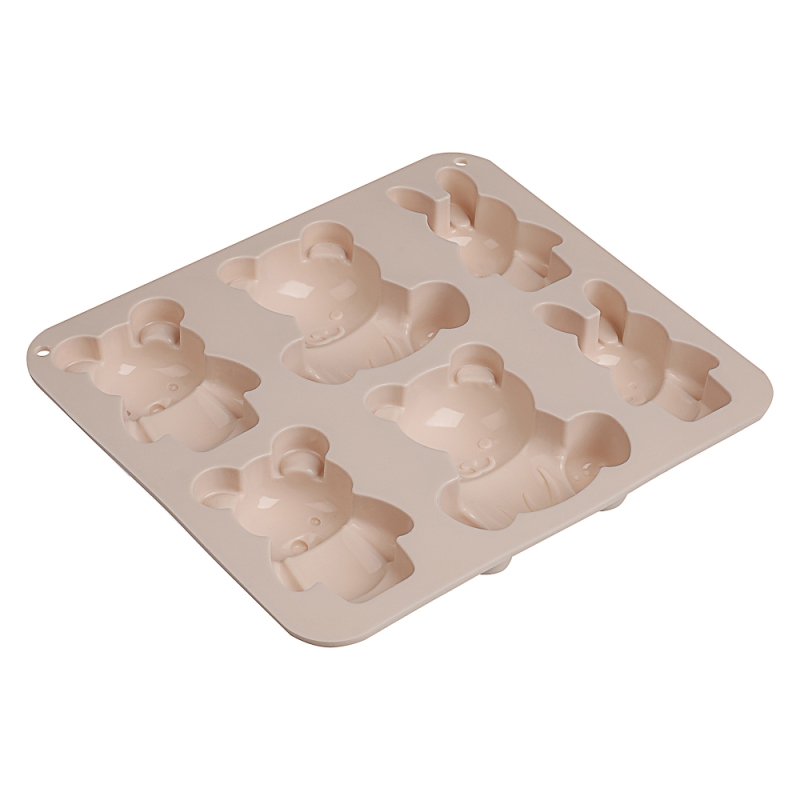 VETTA Форма для выпечки 6 ячеек 16х14х2см, VETTA Форма для выпечки 6 ячеек 16х14х2см, "Мишки и зайчики", силикон, 3 цвета