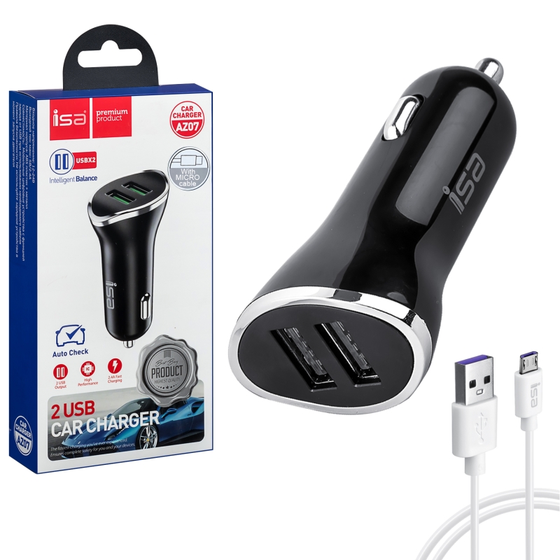 АЗУ AZ-07 USB на Micro USB + 2 USB 2A ISA черное АЗУ AZ-07 USB на Micro USB + 2 USB 2A ISA черное