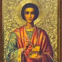 Икона "Пантелеймон Целитель", 4х6 на МДФ-6