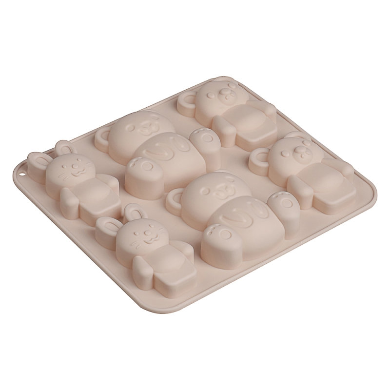 VETTA Форма для выпечки 6 ячеек 16х14х2см, VETTA Форма для выпечки 6 ячеек 16х14х2см, "Мишки и зайчики", силикон, 3 цвета