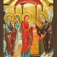 Икона "Сретение Господне" 6х9 на МДФ-6