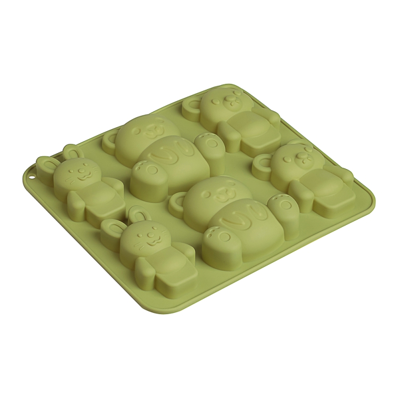 VETTA Форма для выпечки 6 ячеек 16х14х2см, VETTA Форма для выпечки 6 ячеек 16х14х2см, "Мишки и зайчики", силикон, 3 цвета