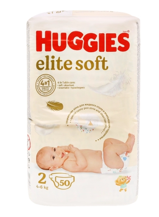 Подгузники детские HUGGIES Elite Soft 2, 4–6кг, 50шт Подгузники детские HUGGIES Elite Soft 2, 4–6кг, 50шт