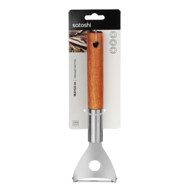 SATOSHI ЭКО Овощечистка ЭКО, 18.5х5.5см, нерж.сталь, бук SATOSHI ЭКО Овощечистка ЭКО, 18.5х5.5см, нерж.сталь, бук