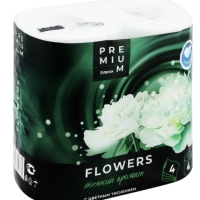 Бумага туалетная ЛЕНТА PREMIUM Flowers 4-слоя ароматизированная, 4шт