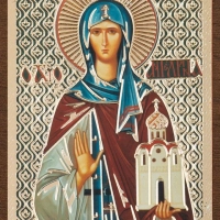 Икона "Ангелина Сербская" 4х6 на МДФ-6