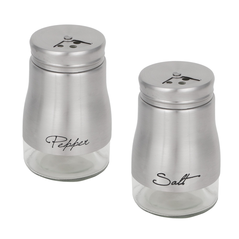 VETTA Набор солонок 2шт с подставкой "Классик" , нерж.сталь, стекло