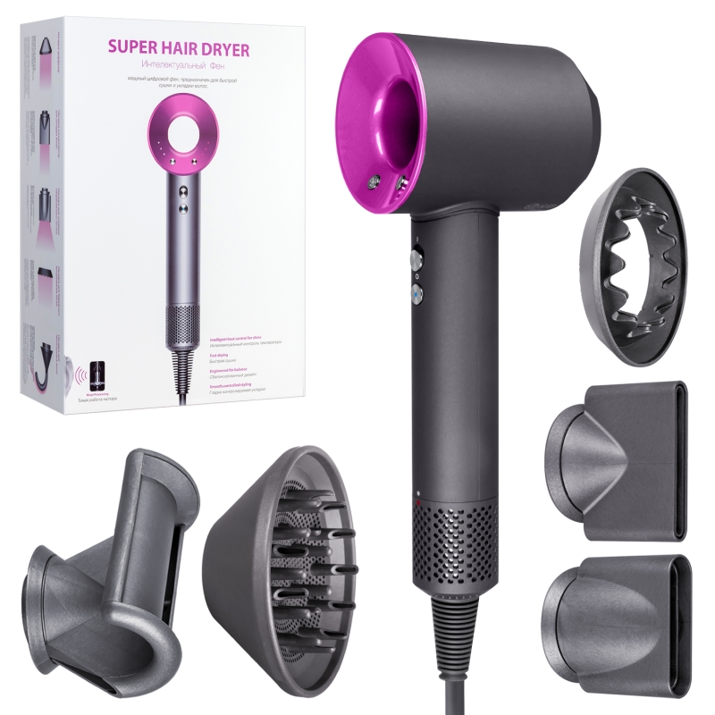 Набор фен SUPER HAIR DRYER Серый с розовым ( 6 в 1) 1.8м Набор фен SUPER HAIR DRYER Серый с розовым ( 6 в 1) 1.8м