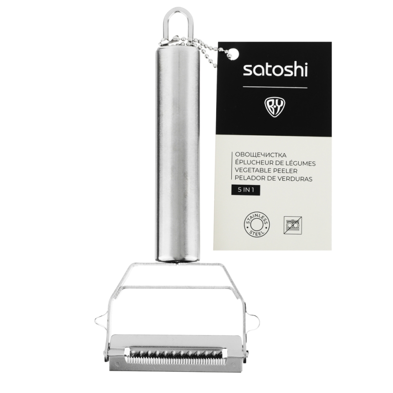 SATOSHI Овощечистка 5 в 1, 18х8 см, 2 лезвия, нержавеющая сталь SATOSHI Овощечистка 5 в 1, 18х8 см, 2 лезвия, нержавеющая сталь
