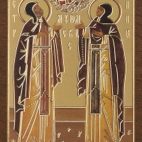 Икона "Петр и Феврония", вид 2, 4х6 на МДФ-6