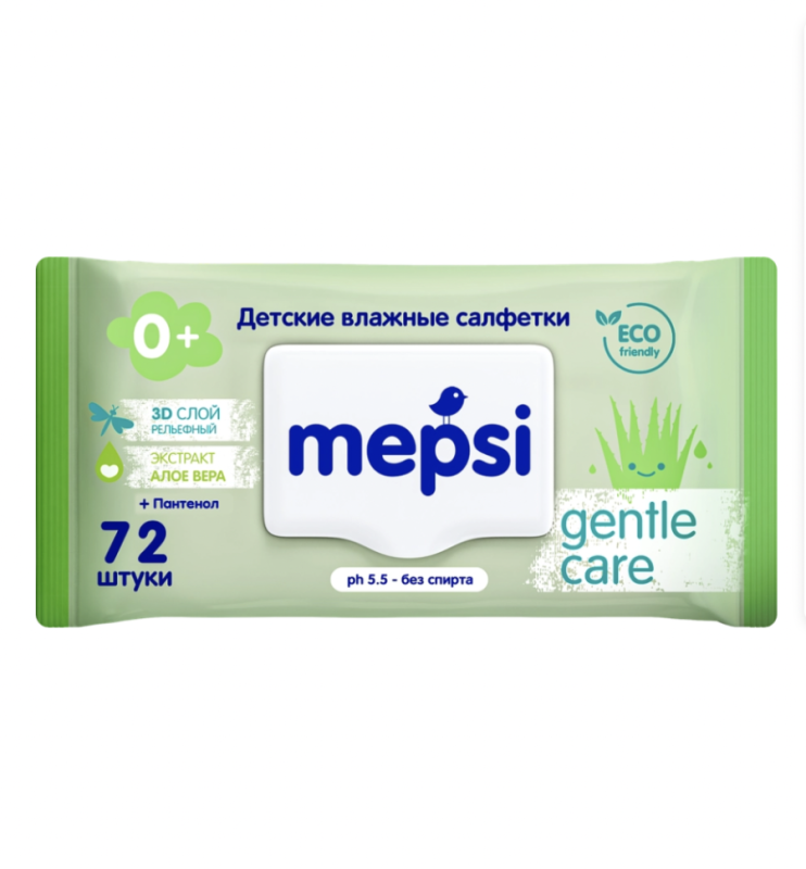 Салфетки влажные детские MEPSI Алое вера, 72шт Салфетки влажные детские MEPSI Алое вера, 72шт