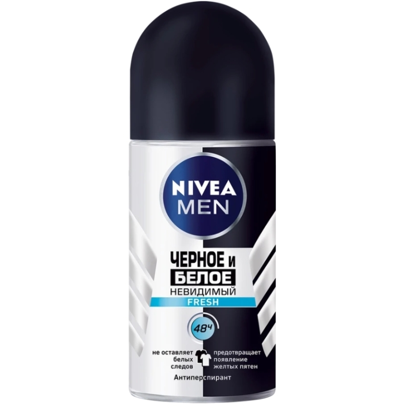 Дезодорант-антиперспирант роликовый мужской NIVEA Fresh Черное и Белое Невидимый, 50мл Дезодорант-антиперспирант роликовый мужской NIVEA Fresh Черное и Белое Невидимый, 50мл