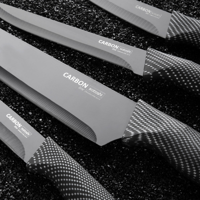 SATOSHI Карбон Нож кухонный овощной 9см, нерж.сталь с антиналипающим покрытием SATOSHI Карбон Нож кухонный овощной 9см, нерж.сталь с антиналипающим покрытием