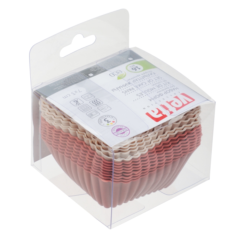 VETTA Набор форм силиконовых 16шт, 7х3см, квадратные, VETTA Набор форм силиконовых 16шт, 7х3см, квадратные, "Кекс"