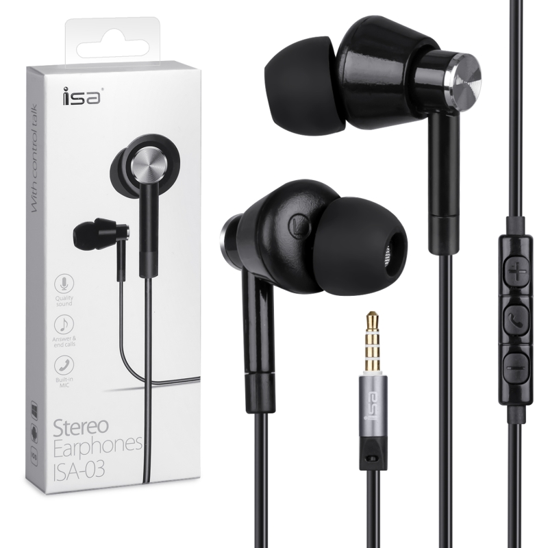 Наушники ISA-03 микрофон и кнопка контроля громкости ISA Наушники ISA-03 микрофон и кнопка контроля громкости ISA