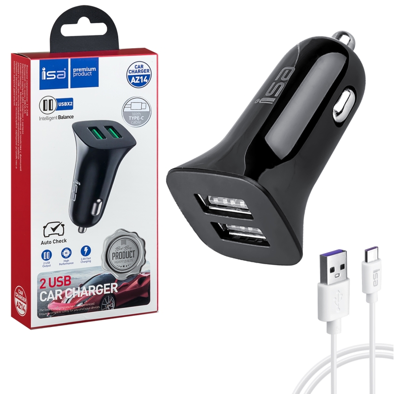 АЗУ AZ14 USB на Type-C + 2 USB 2.4A ISA черное АЗУ AZ14 USB на Type-C + 2 USB 2.4A ISA черное