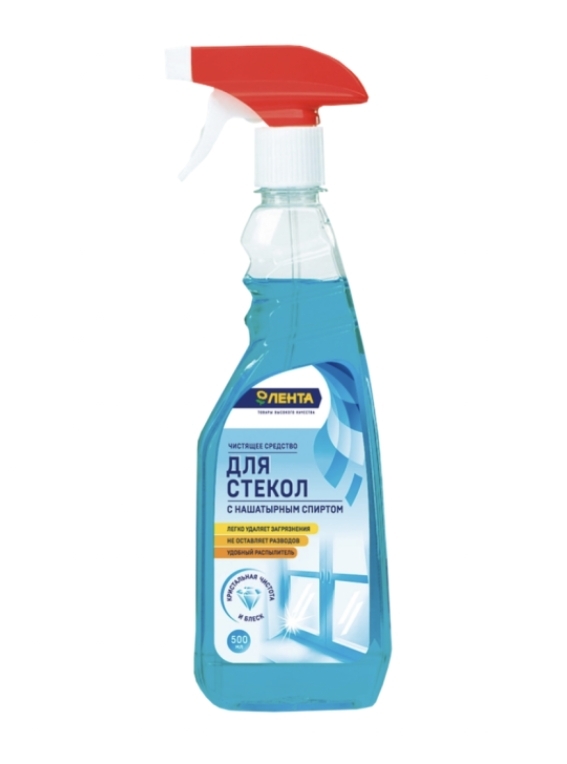 Средство для стекол ЛЕНТА универсальный с нашатырным спиртом, 500мл Средство для стекол ЛЕНТА универсальный с нашатырным спиртом, 500мл