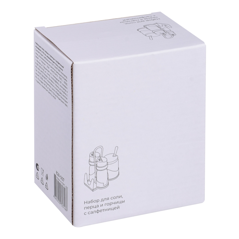 VETTA Набор для соли, перца и горчицы с салфетницей  VETTA Набор для соли, перца и горчицы с салфетницей "Комфорт", h13см, нерж. сталь, стекло