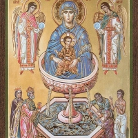 Икона БМ "Живоносный Источник" 6х9 на МДФ-6 Икона БМ "Живоносный Источник" 6х9 на МДФ-6