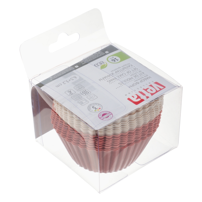 VETTA Набор форм силиконовых 16шт, 6,5x3,3см, VETTA Набор форм силиконовых 16шт, 6,5x3,3см, "Кекс", 3 цвета