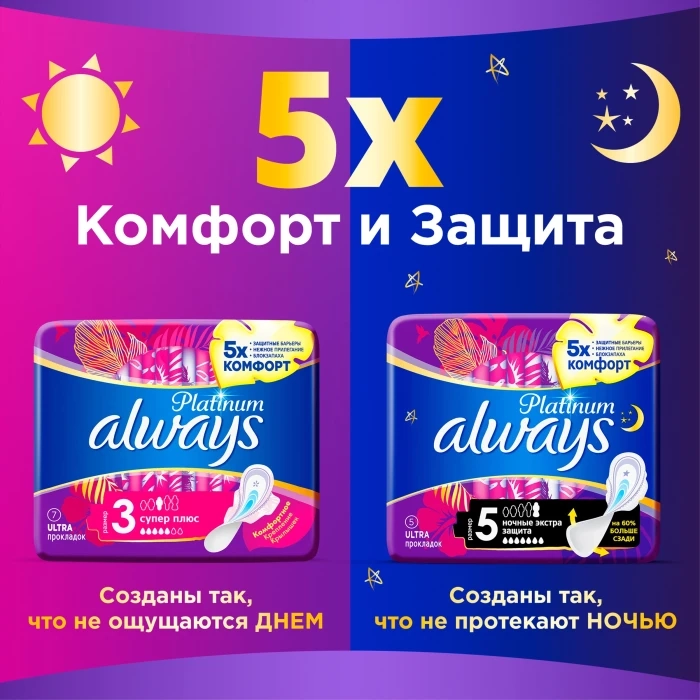 Прокладки ALWAYS Platinum Супер Плюс, ультратонкие, с крылышками, 7шт Прокладки ALWAYS Platinum Супер Плюс, ультратонкие, с крылышками, 7шт