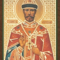 Икона "Святой страстотерпец царь Николай 2" 4х6 на МДФ-6