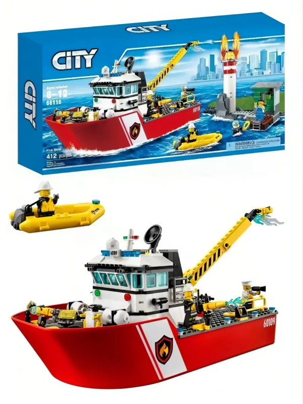 Конструктор Сити Конструктор Сити "Пожарный катер" 412 деталей
