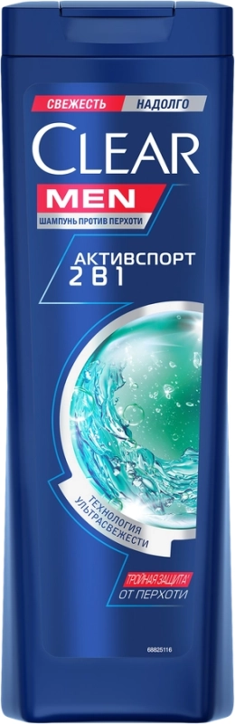 Шампунь мужской против перхоти  Шампунь мужской против перхоти "CLEAR MEN"  активспорт 2 в 1